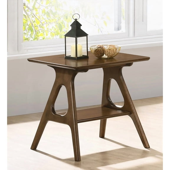 Armidale Mid-Century Modern Wood End Table with Shelf, 21"W x 19"D x 21.62"H