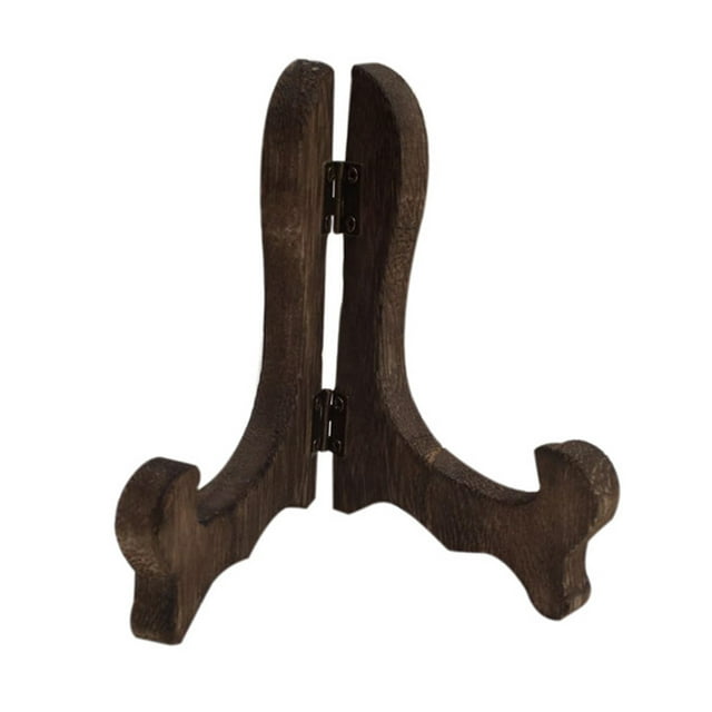Flmtop Display Rack Curved Design Handmade Foldable Wooden Easel Plate Tea Cake Dish Display Stand Home Decor for Cafe