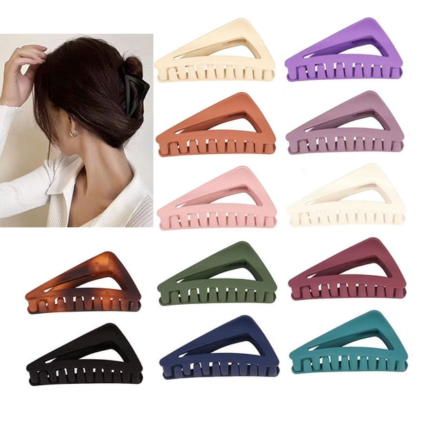 12 piezas de pinzas para el cabello, pinzas de garra de colores, pinzas de garra de sujeción fuerte para cabello grueso, pinzas para el cabello para mujeres y niñas, accesorios para peinar el cabello