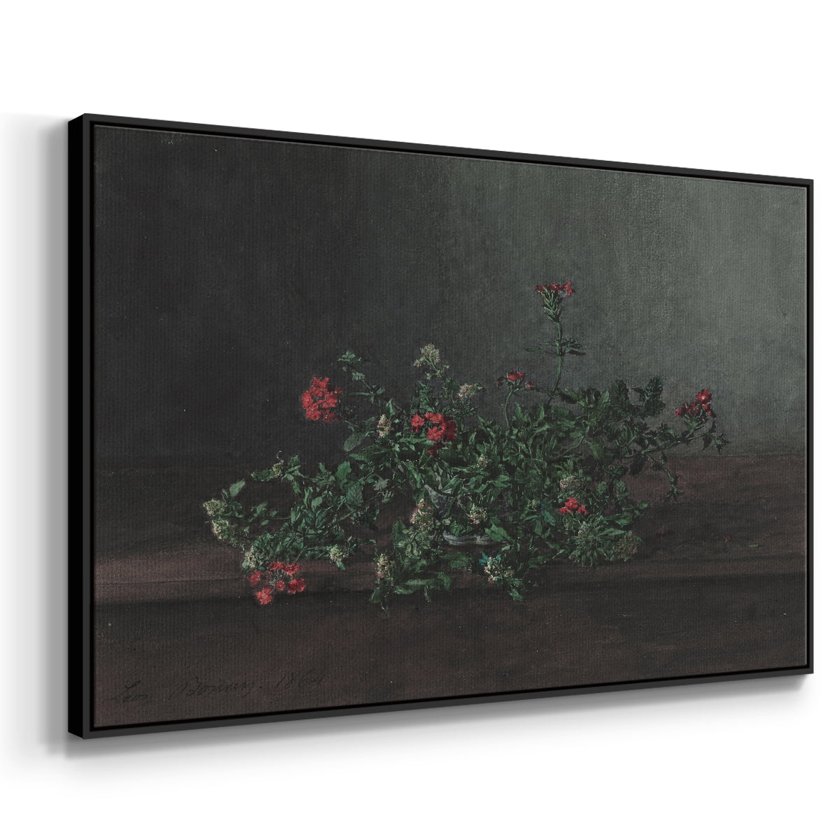 Vintage Botanical Print-XCIV By Wexford Home Framed in Black Wood Gallery Wrapped Canvas 25 in. x 37 in.