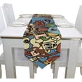 thumbnail image 4 of ColourLife Table Runner Monster Doodles Blue Washable Table Cloth Runner for Holiday Home Wedding Table Top Decoration 13x70 Inches, 4 of 5