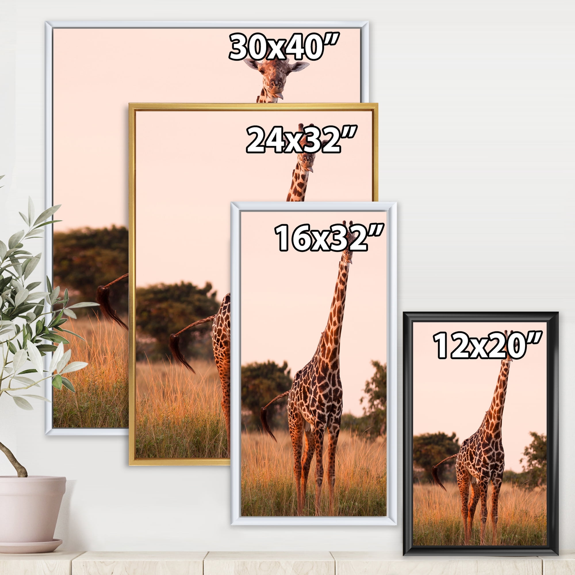 Designart 'African Giraffe In The Wildlife I' Farmhouse Framed Canvas Wall Art Print