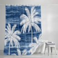 thumbnail image 4 of Summer Palm Trees Shower Curtains for Bathroom, Tropical Coastal Rustic Navy Blue Abstract Waterproof Fabric Shower Curtain for Bathroom Bathtub Decoration, Machine Washable 60"x72", 4 of 9