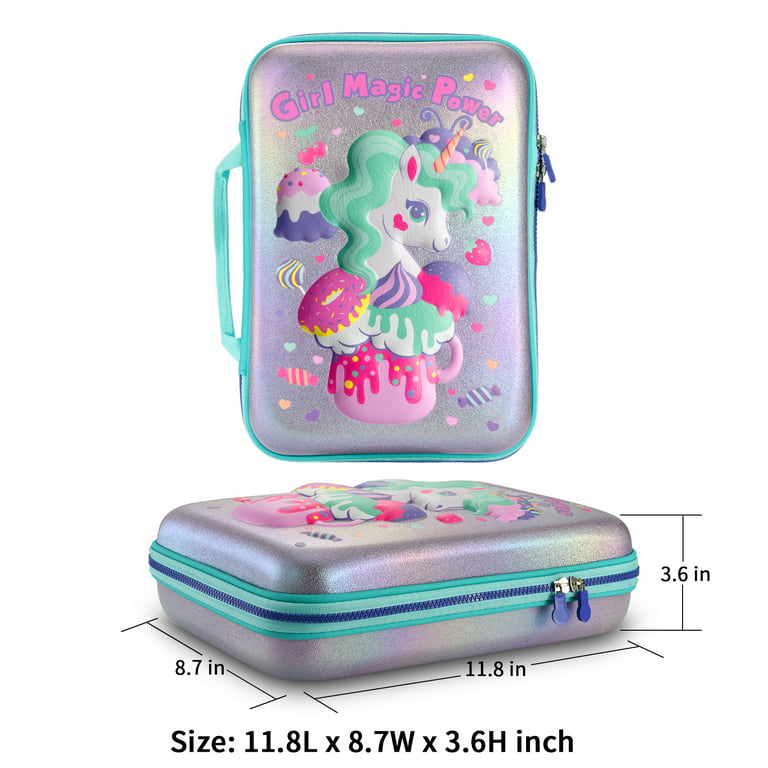 COO&KOO Unicorn Lunch Box Lunch Bag Set - Insulated Lunch Bag with 4  Compartment Bento Box Ice Pack Water Bottle Silicon Cap Spoon Salad  Container for Lunch Kid's School Supplies Ideal for
