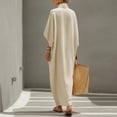 thumbnail image 6 of Kukoosong Women's Half Sleeve Maxi Dress, Stand Collar Button Front Kaftan Dress, Casual Loose Fit Boho Beach Sundress Flowy Lightweight with Pockets, 6 of 7