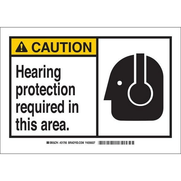 Brady Caution Sign,5 x 3-1/2 In.,Polyester 83923