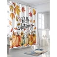 thumbnail image 3 of Fall Shower Curtain Orange Pumpkin Shower Curtains for Bathroom Thanksgiving Decor, Waterproof Polyester Shower Curtain Set with Hooks, Stall Long Size 54"x78" Maple Leaves Hello Autumn, 3 of 6