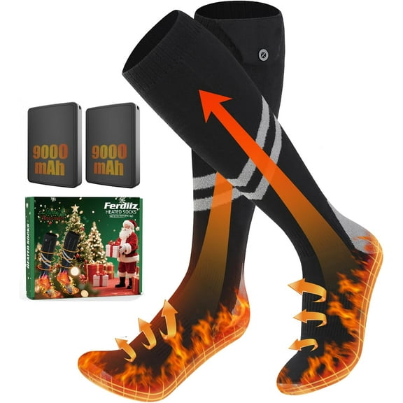 Rechargeable Heated Socks for Men Women, 2025 Upgraded 9000mAh, 4 Levles Electric Heated Sock is Foot Warmer, Machine Washable Thermal Electric Socks, Heated Socks for Camping, Skiing.Christmas Gift