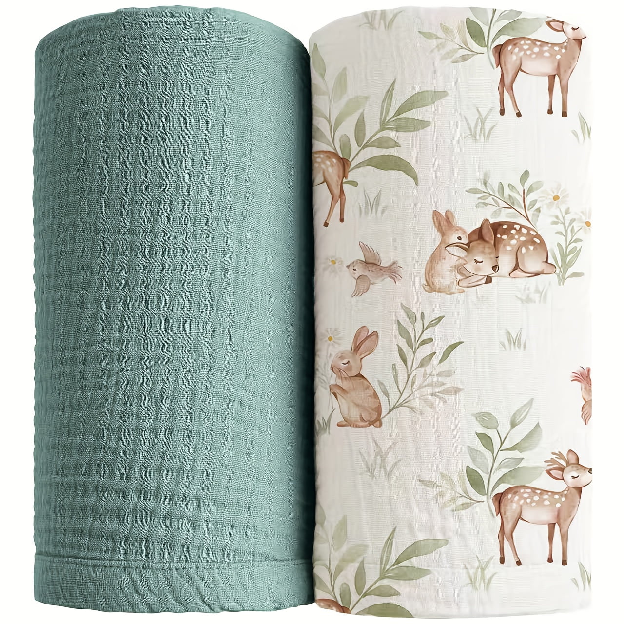 2-Pack Muslin Swaddle Blankets for Boys and Girls, Large 47 x 47 Inch Receiving Blankets, Soft Breathable Baby Swaddles for Newborns (Unisex)