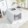thumbnail image 4 of XXL Large Space Foldable Cat Litter Box with Front Entry & Top Exit with Tray, 4 of 7