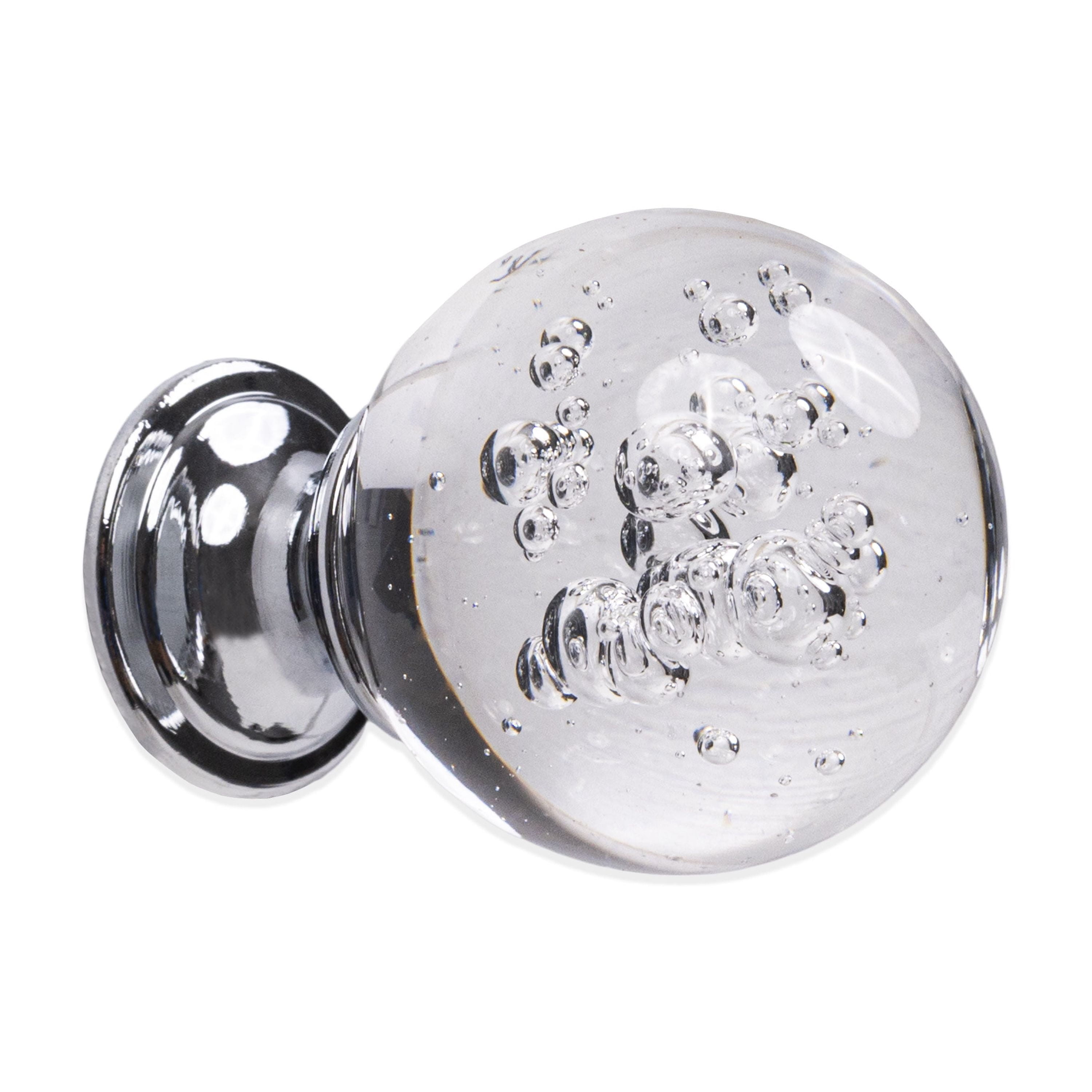 Better Homes & Gardens 1-3/16" (30mm) Clear Glass Bubble Knob, Chrome, 2 Pack