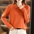 thumbnail image 5 of Comdrip Womens Knit Sweater, Warm Sweaters for Women V Neck Classic Soft Pullover Sweater Loose Casual Long Sleeve 2025 Fall Winter Work Sweaters for Women office orange XL, 5 of 9