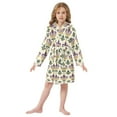 thumbnail image 6 of FORMRS Niños Bathrobe Unisex Hooded Robe Soft Plush Pajamas Sleepwear, Size 7-9T, Beige Floral Pattern, 6 of 7