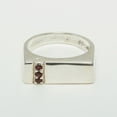 thumbnail image 2 of LBG British Made 9k White Gold Natural Garnet Mens Band Ring - 25 size options - Size 11, 2 of 6