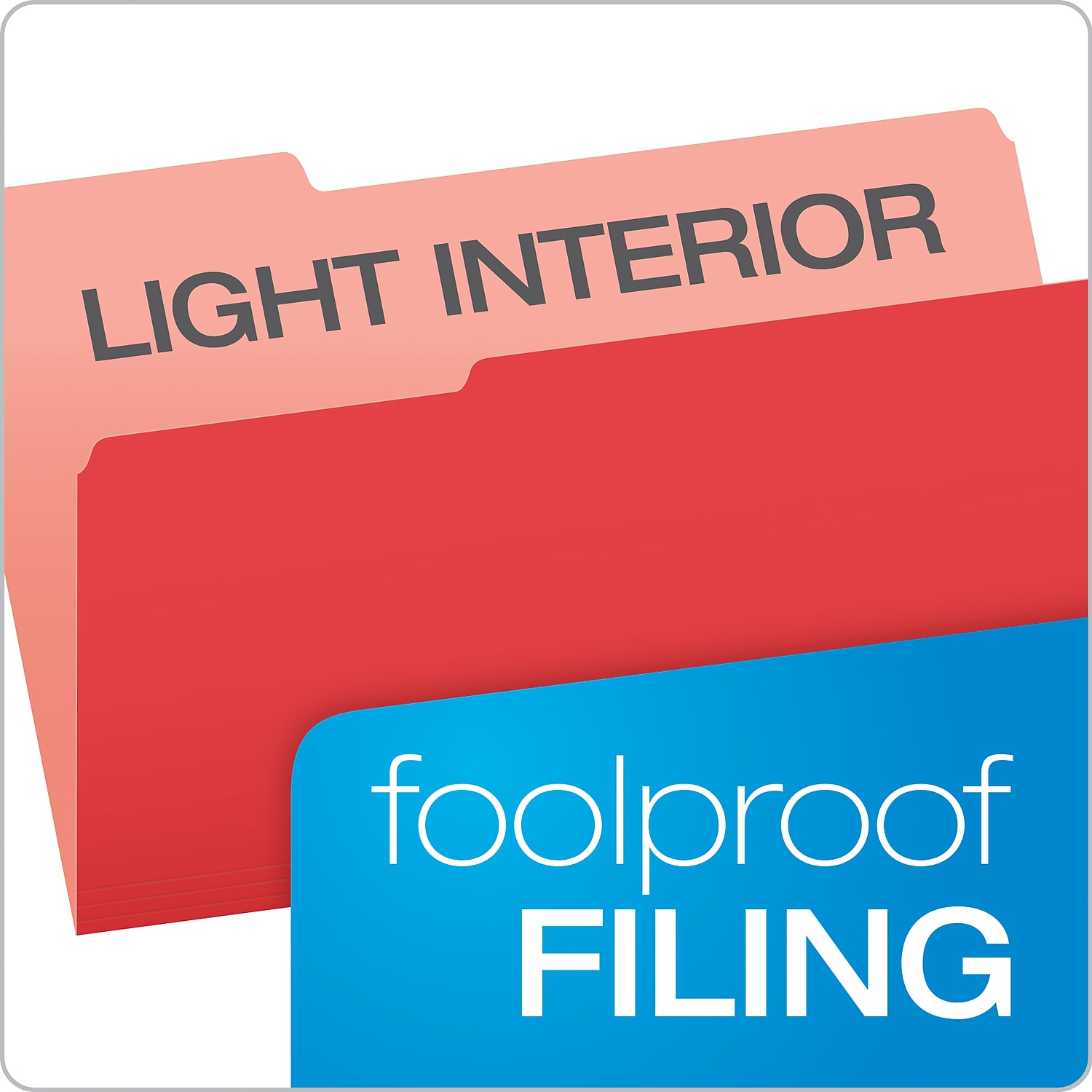 Interior File Folders 1/3-Cut Tabs, Legal Size, Red, 100/Box
