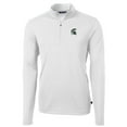 thumbnail image 2 of Men's Cutter & Buck White Michigan State Spartans Big & Tall Virtue Eco Pique Recycled Quarter-Zip Pullover Top, 2 of 3