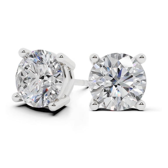 Unique Moments 1.00 Carat Round Lab Grown Diamond Stud Earrings for Women in Sterling Silver (G, SI)