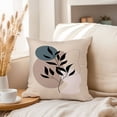 thumbnail image 3 of Ethan Taylor Botanical Throw Pillow Soft Cushion Cover 'Boho Leaves Botanicals Leaf Boho' Bohemian Pattern Decorative Square Accent Pillow Case, 16x16 Inches, Beige, Brown, 3 of 5