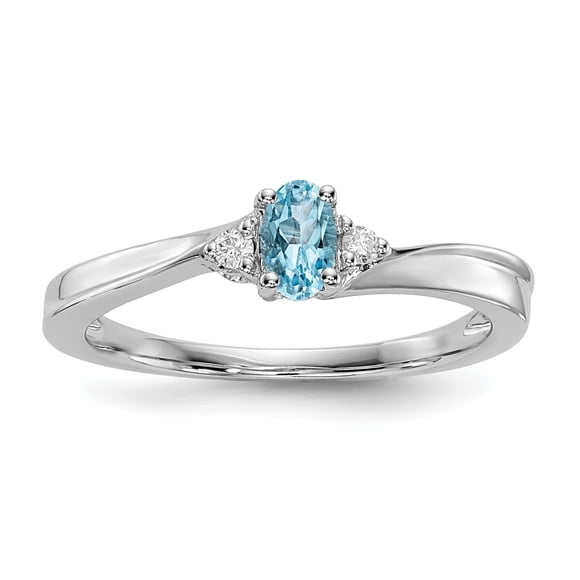 925 Sterling Silver Blue Topaz Diamond Birthstone Ring December Gemstone