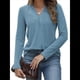 thumbnail image 3 of Suéter de Mujer con Cuello en V y Larga, Tops de Otoño, Ropa Informal de Moda Azul Real S, 3 of 7