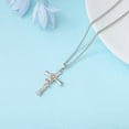thumbnail image 2 of Mesovor Women Cross Necklace Silver Faith Birthstone Cross Pendant with Birth Flower Jewelry Gifts, 2 of 6