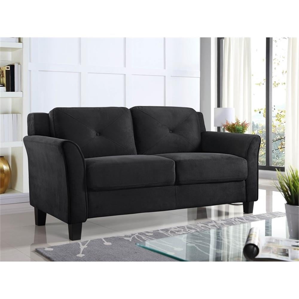Home Square 3-Piece Set with Microfiber Chair & Loveseat & Sofa in Black