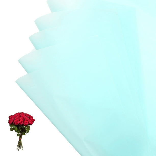 Papel para envolver regalos Uxcell, papel para ramos impermeable de color sólido azul claro, 20 hojas