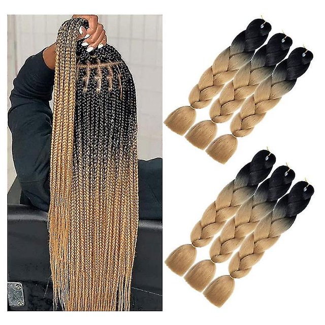 6 Paquetes de Extensiones de Trenzas Ombre Trenzas Jumbo Pelo Sintético 24 Pulgadas Trenzas de Ganchillo Trenzas Afro Synth