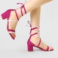 thumbnail image 2 of BLISSFUL STEP Women's Open Toe Color Block Lace Up Heel Sandals, 2 of 6