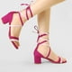 thumbnail image 2 of Sandalias De Punta Abierta Color Block Talón Con Cordones Para Mujeres Dunkelrosa 35, 2 of 7