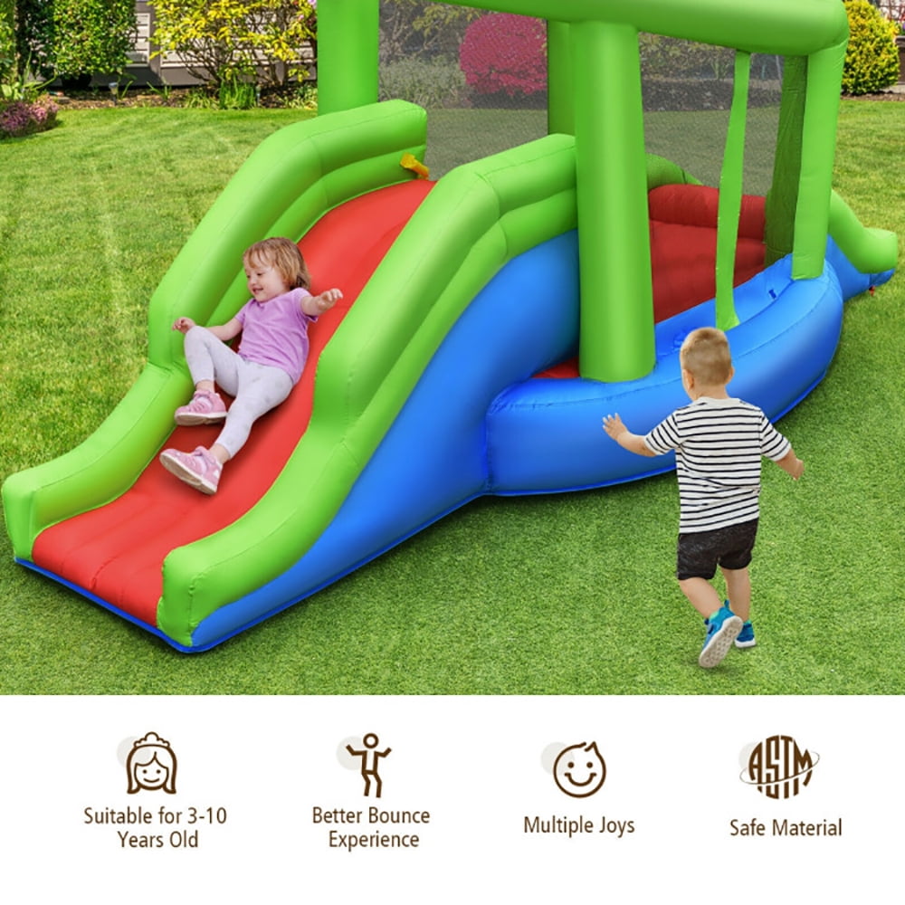 Aimee Lii Inflatable Dual Slide Basketball Game Bounce House Without Blower, Kids Bounce House for 5-10