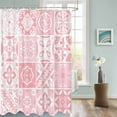 thumbnail image 3 of Fabric Shower Curtain, Pink Floral Geometric Tile Bathroom Curtain with 12 Hooks Waterproof No Bad Odor Machine Washable Bath Curtains for Bathroom, Spa Room, 60"x72", 3 of 6