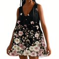 thumbnail image 2 of WTOBBY Women's Floral Print Sleeveless Dress V-Neck Casual Spring Summer Dress with Elastic Waist for Comfort and Flattering Fit,BlackL, 2 of 4