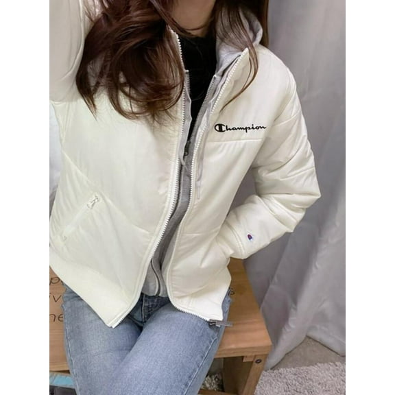 CHAMPION Womens White Zip Up Winter Jacket Coat M