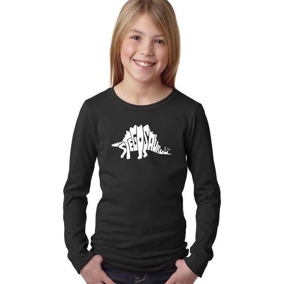LA Pop Art Girl's Word Art Long Sleeve - STEGOSAURUS
