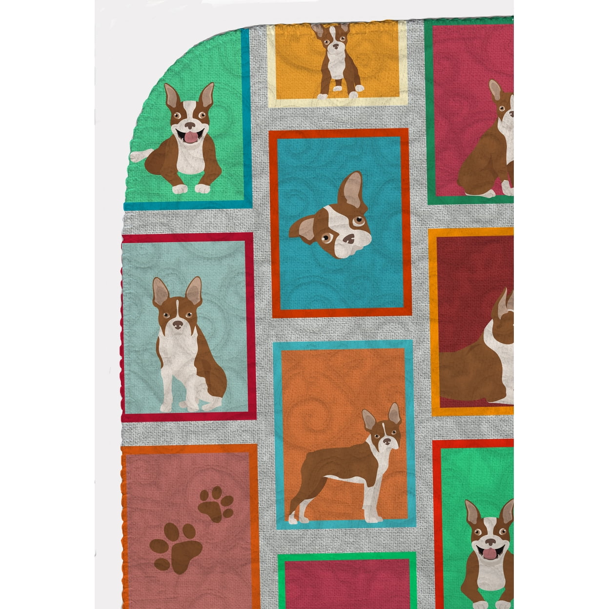Lots of Red Boston Terrier Quilted Blanket 50x60