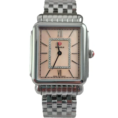 Michele Deco II MWW06X000051 Pink Blush Dial Silver Bracelet 30MM Womens Watch