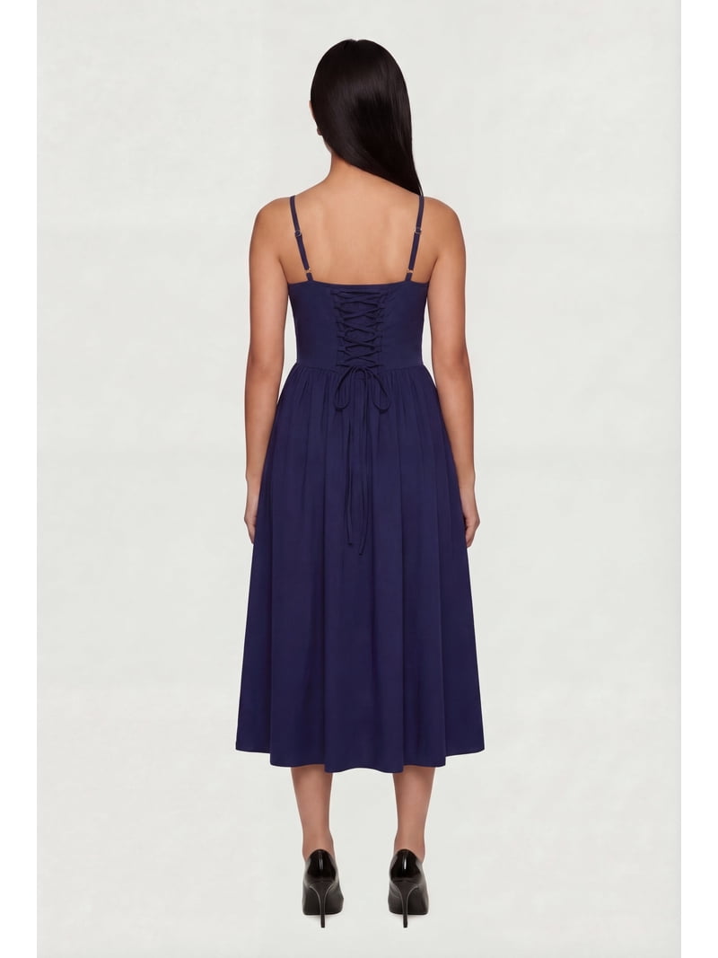 womens midi skater dress Women's Sleeveless Embroidered Midi Skater Dress
