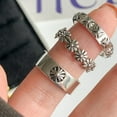 thumbnail image 4 of Vintage Adjustable Daisy Ring: Thai Silver Geometric Floral Jewelry for Women, 4 of 5