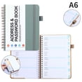 thumbnail image 3 of JUMNUYCUH Address Book with Alphabetical Tabs, Phone Book with Pocket, Password Books for Seniors, Record Contacts, Website Login Passwords and Notes, Spiral Bound, 5.7" x 4.7", Green, 3 of 4
