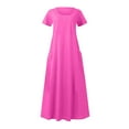 thumbnail image 5 of Pxxlle Cotton Linen Dress for Women Plus Size Short Sleeve Dresses with Pockets Loose fit Scooped Neck Summer Dress Solid Color A Line Dress, 5 of 6