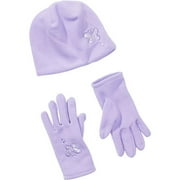Girls' Fleece Gloves and Beanie Set with Butterflies