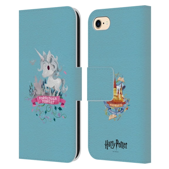 Head Case Designs Officially Licensed Harry Potter Deathly Hallows II Unicorn Leather Book Wallet Case Cover Compatible with Apple iPhone 7 / 8 / SE 2020 & 2022