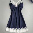 thumbnail image 1 of Camisón de seda seductora y sexy con borde de encaje fino para el hogar, 1 of 3