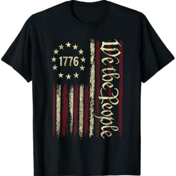 Sam Soft 4th Of July We The People American 1776 Old American Flag T-Shirt All Size S-5XL