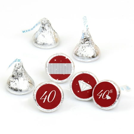 40th Anniversary - 40th Anniversary - 108 Round Candy Labels Anniversary Party Favors - Fits Hershey's Kisses