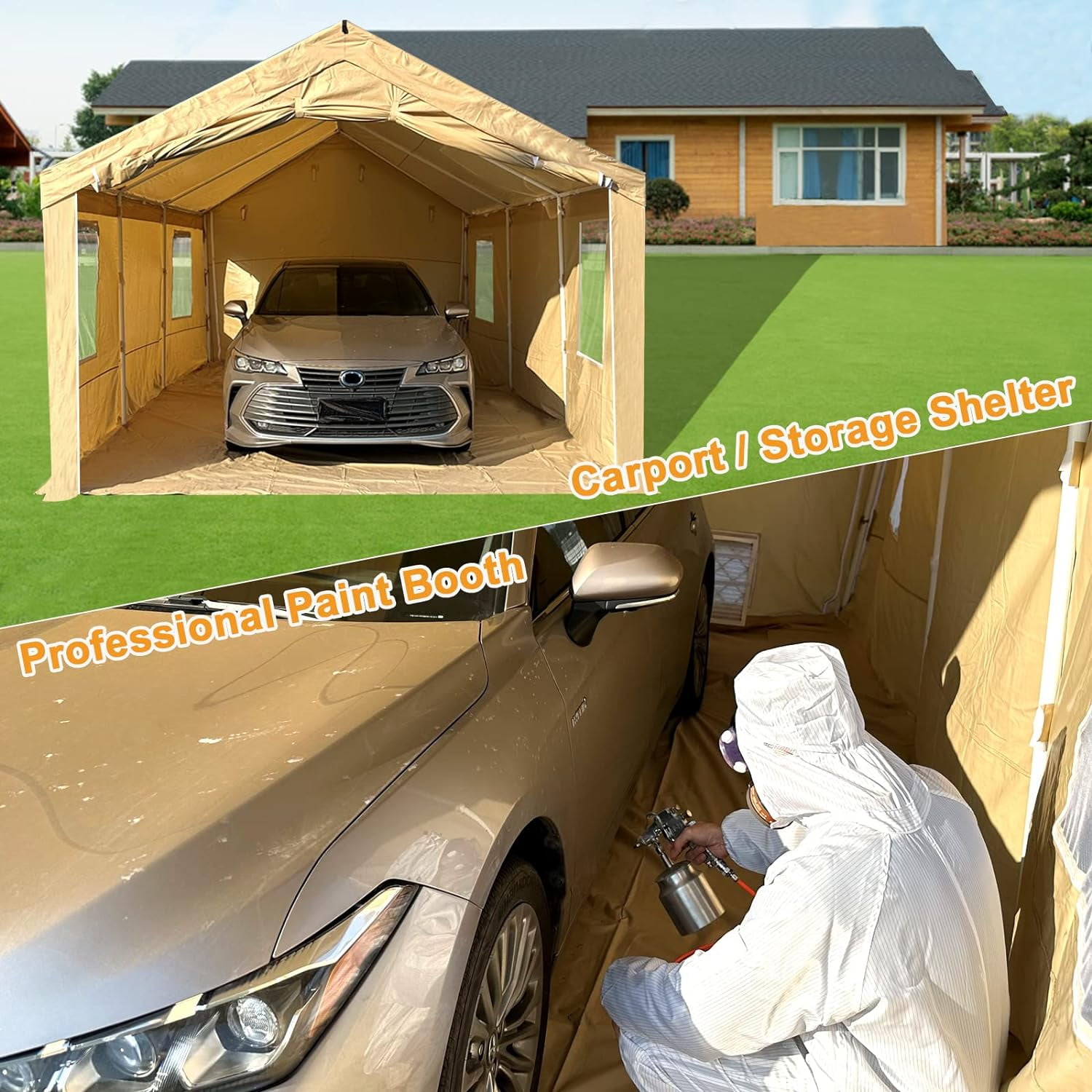 CooTentler Waterproof Portable Paint Booth for Cars Rainproof  Spray Booth Storage Shelter Portable Garage