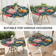 thumbnail image 7 of Pioneer Flower Floral Print Pattern Round Fitted Tablecloth with Elastic Edge,Dining Table Cover Waterproof,Outdoor Round Tablecloth for Camping,Dining,Indoor and Outdoor, 7 of 7