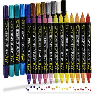 Acrylic Paint Marker Pens, Long Lasting Colors Paint Pens with Fine and  Brush Tip, Paint Art Markers Set for Rock Wood, Metal, Plastic, Glass,  Canvas