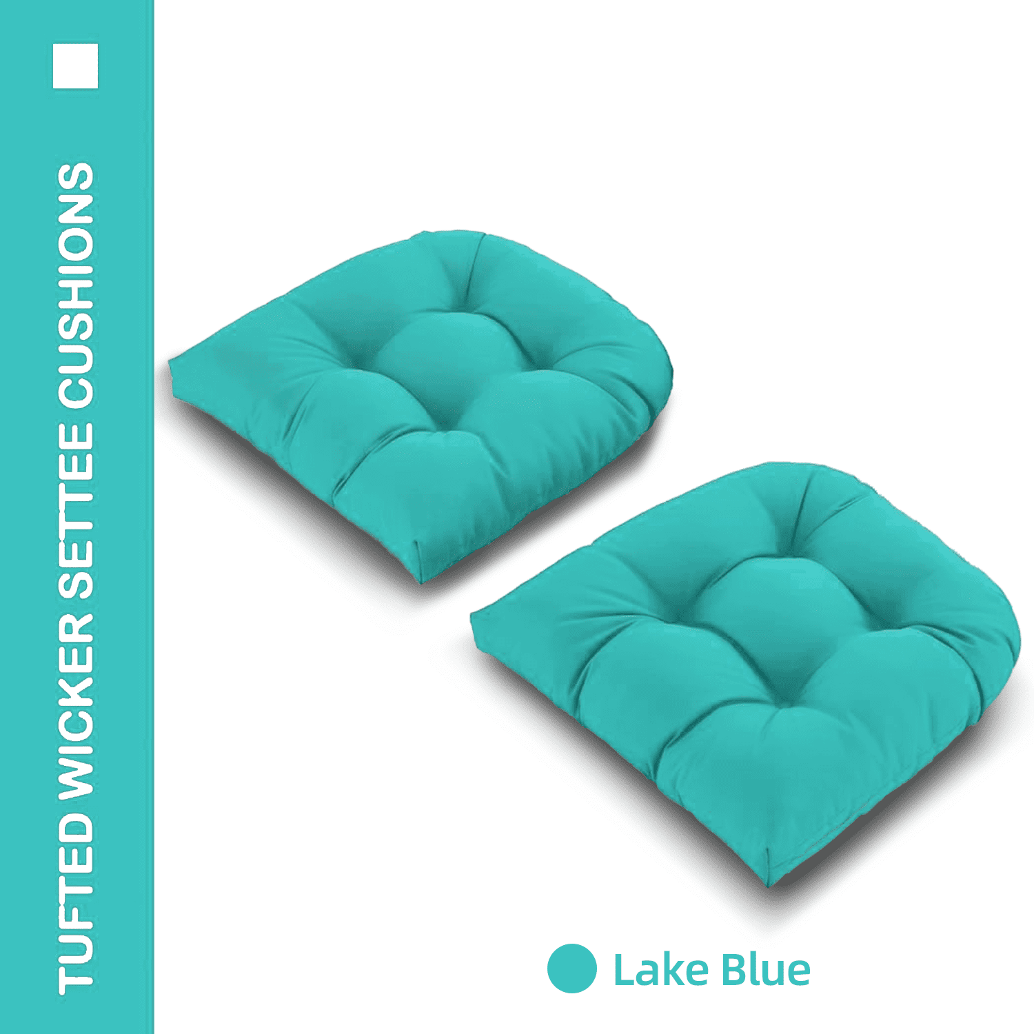 Tufted Wicker U-Shape Cushions Set of 2 ,Water and Fade-Resistant Performance Fabric , Outdoor Seat Cushions for Patio Furniture,22” x 22”(2 count)